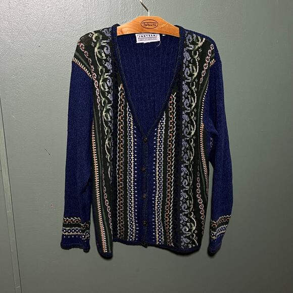 Vintage Jantzen Classics Hand Embroidered Navy Cardigan Sweater - Picture 4 of 6